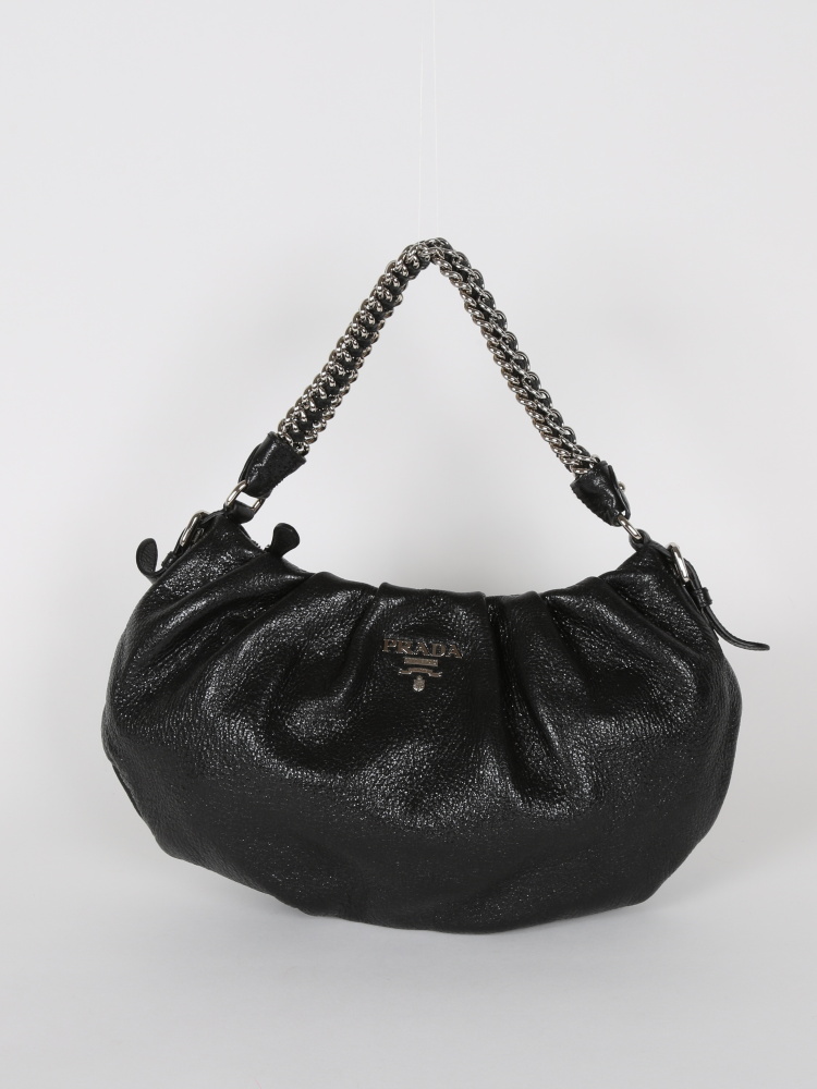 Black Prada Cervo Lux Chain Shoulder Bag