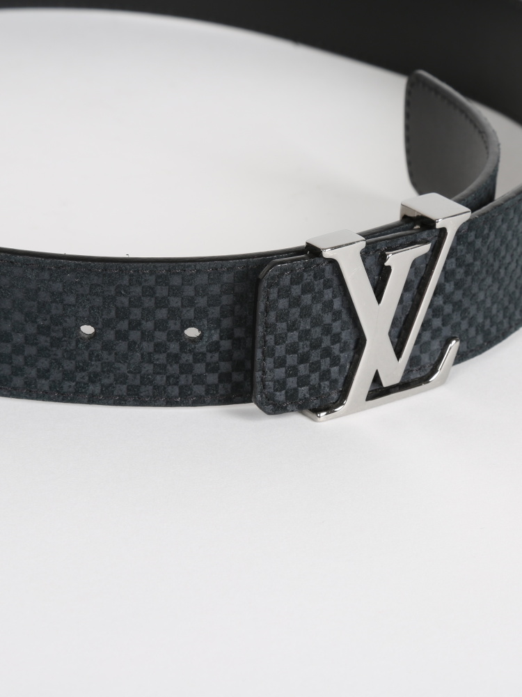 Louis Vuitton Men's Petit Damier Suede Carbon Belt M6875Q