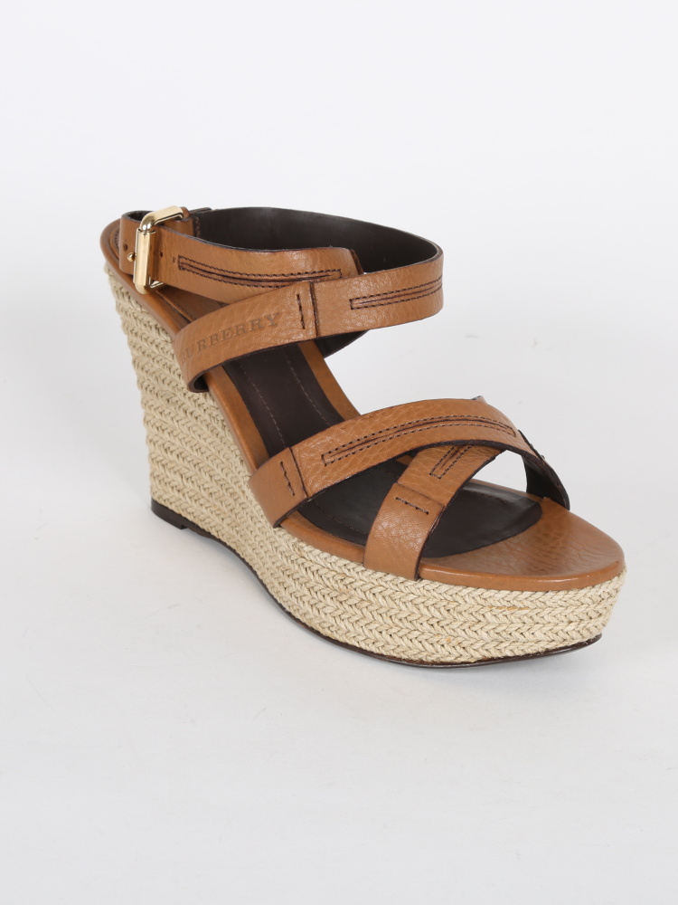 Burberry - Brown Leather Strappy Wedges 38,5 