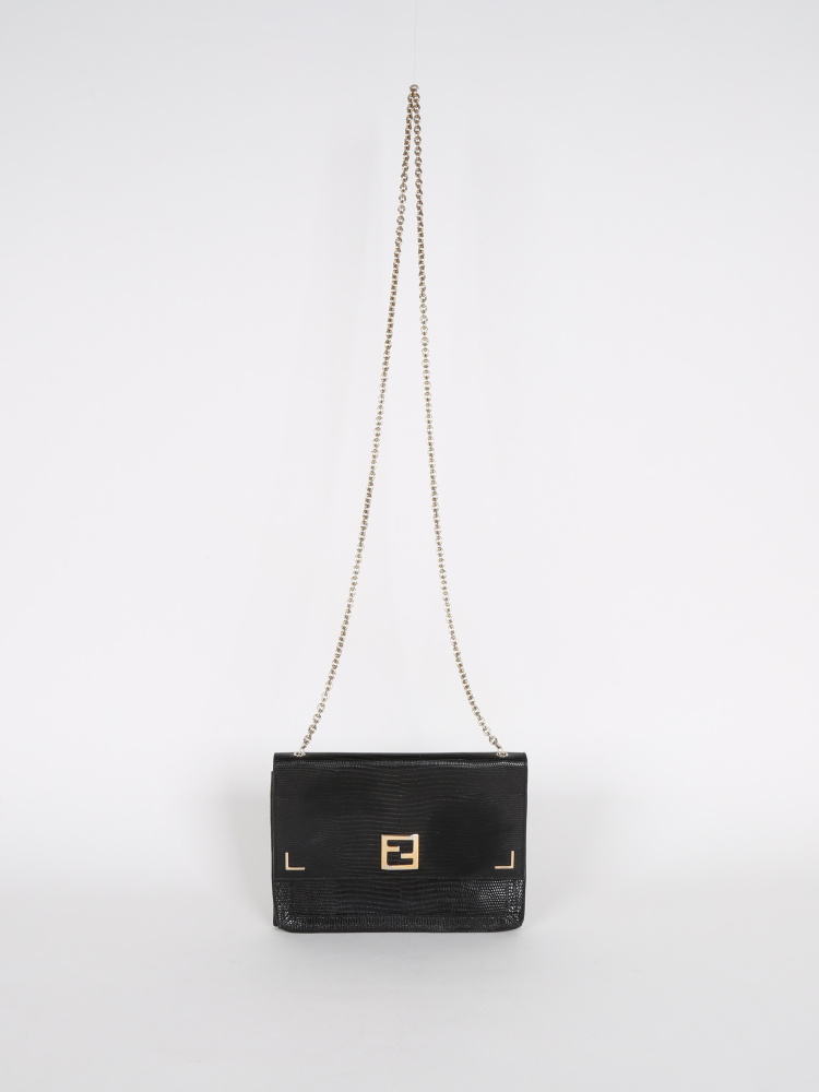 Fendi Lizard Embossed Leather Wallet/Bag on Chain