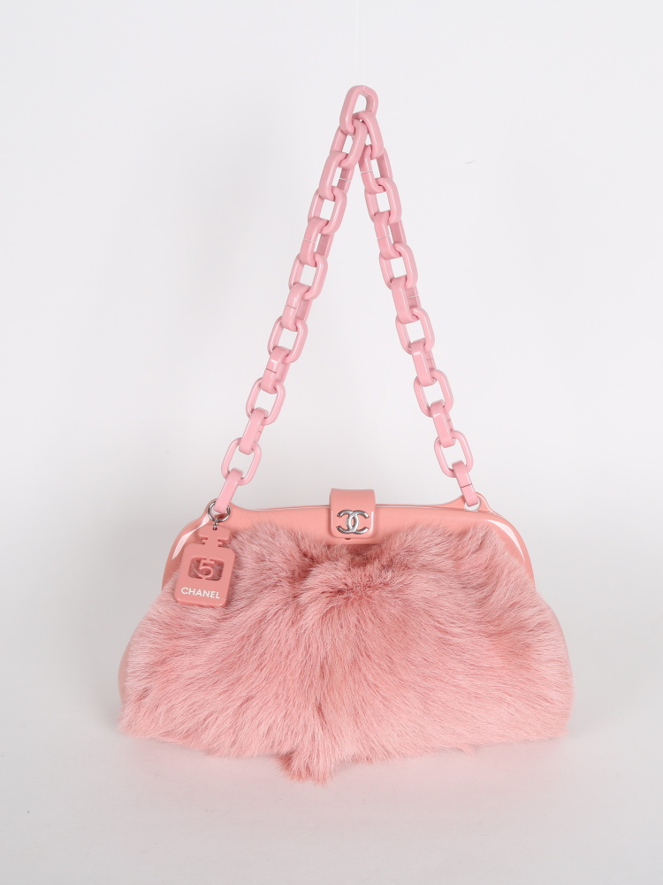 chanel pink bag fur