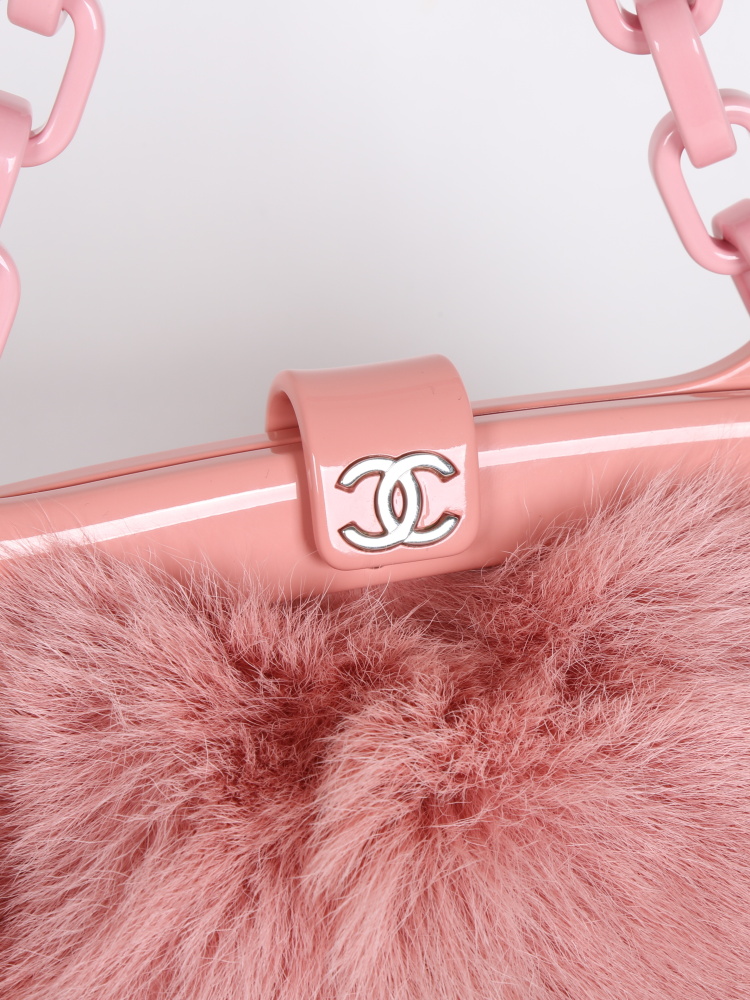 Chanel pink fur on sale bag