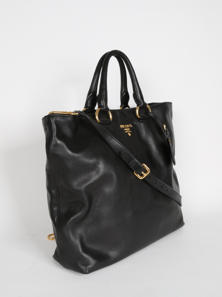 Prada Soft Calf Shopping Bag Nero www.luxurybags.eu