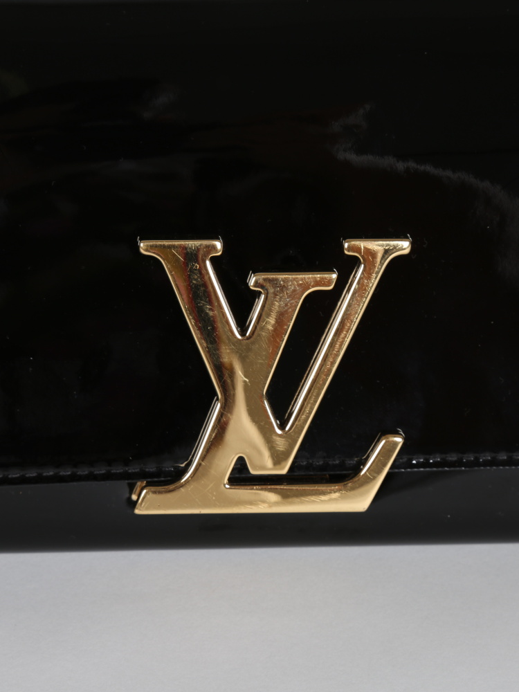 Louis Vuitton Nude Patent Leather Logo Clutch by Siopaella Designs