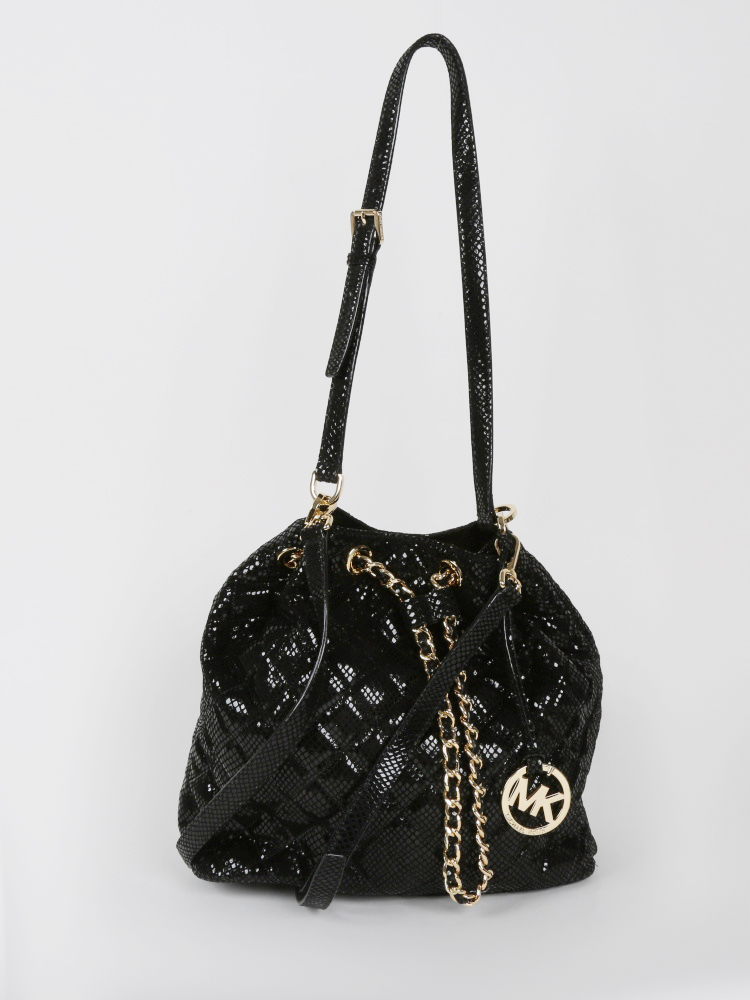 Michael Kors - Black Metallic Python Style Bucket 