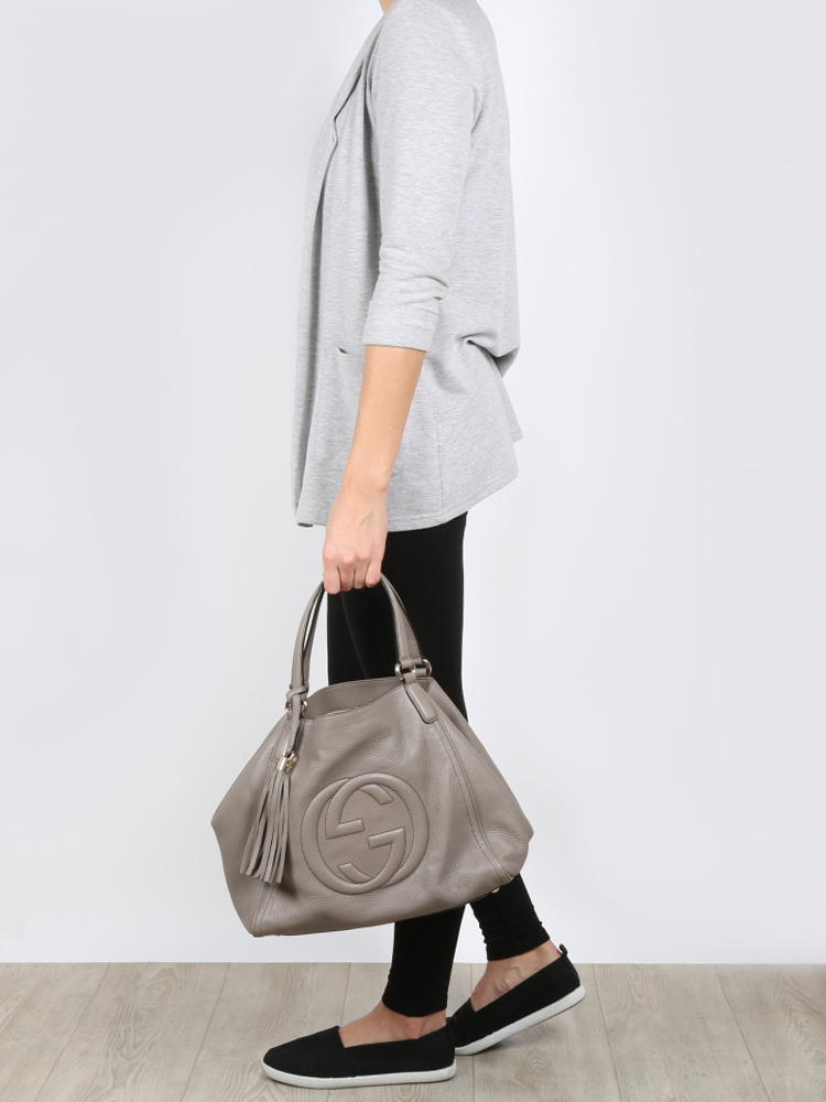 Gucci Soho Shoulder Medium Grey Bag www.luxurybags.eu