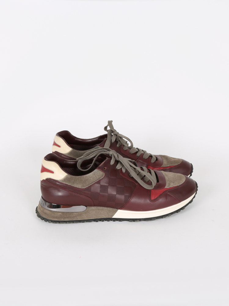 Authentic Louis Vuitton G0 0144 8 Shoes Run Away Sneaker Burgundy