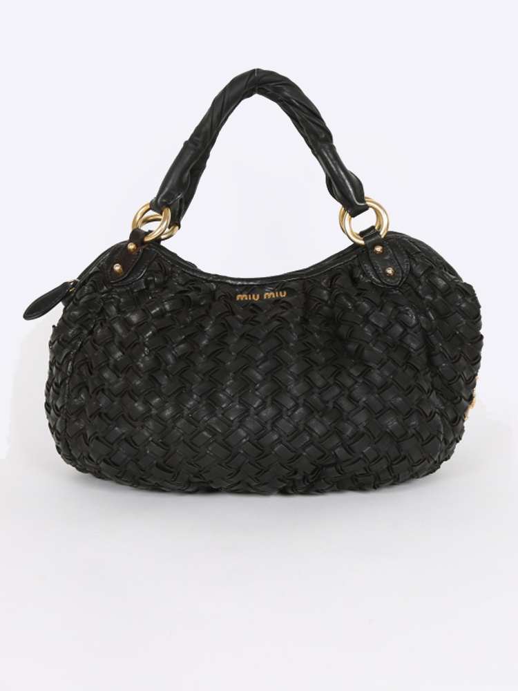 Miu Miu Women's Leather Hobo Bag - Black - Hobo Bags