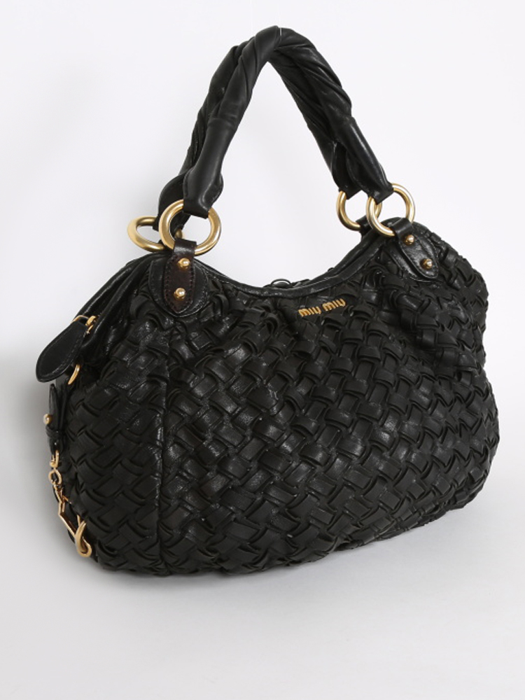 miu miu woven leather hobo bag