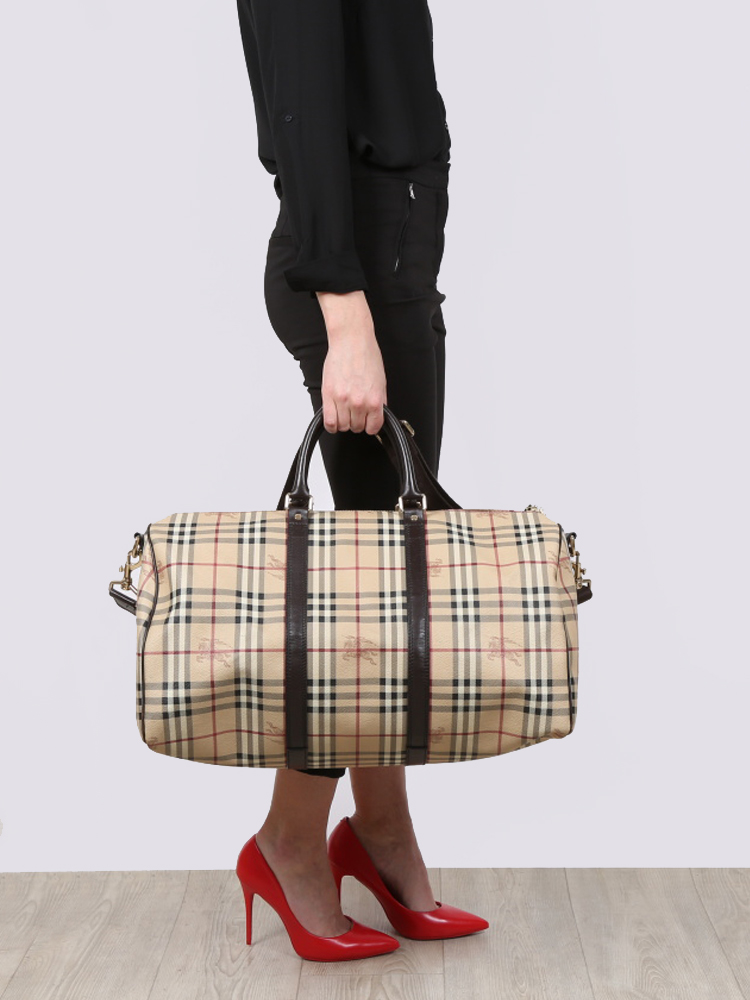 burberry check duffle bag