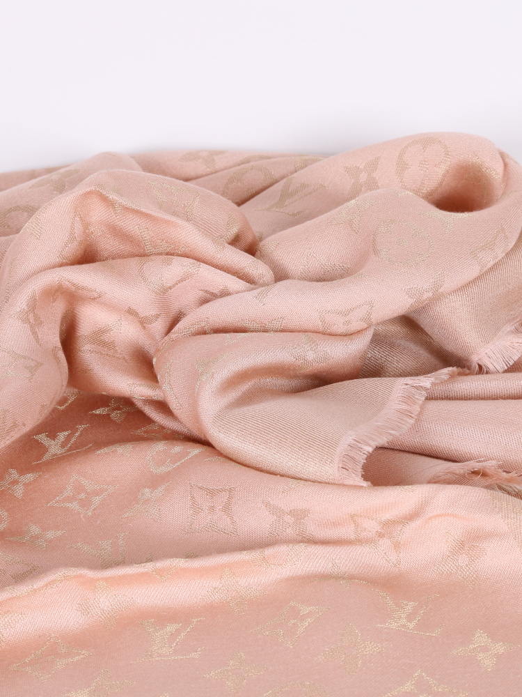 Louis Vuitton - Monogram Shine Shawl - Silk - Rose Velours - Women - Luxury