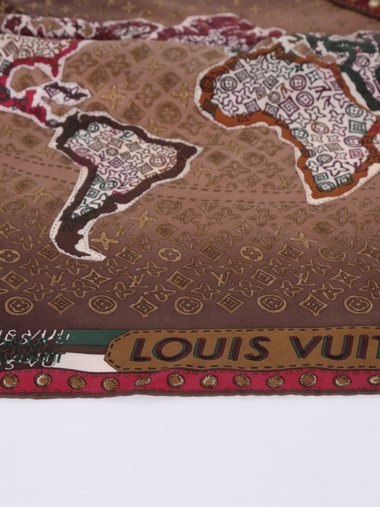 Louis Vuitton Silk Monogram Map 90cm Scarf in 2023