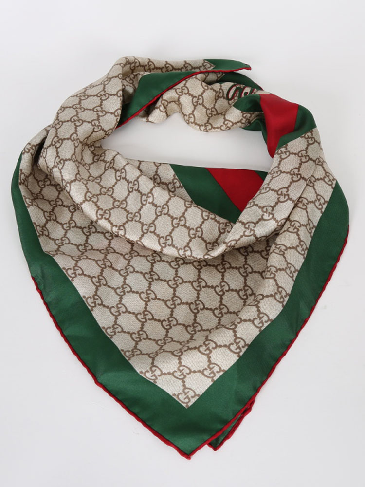 gucci logo silk scarf