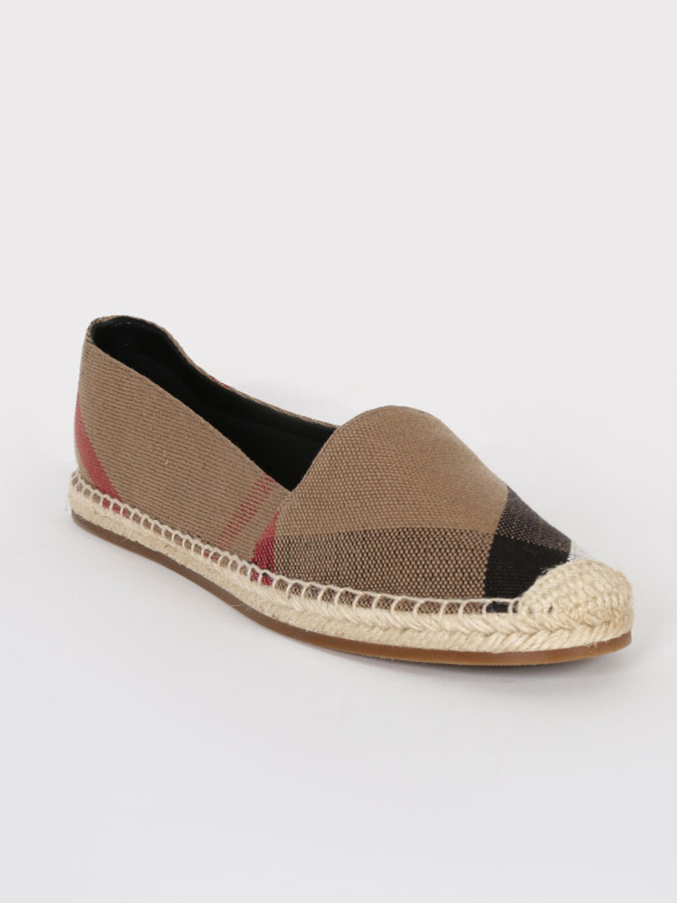 Burberry check jute cotton espadrilles new arrivals