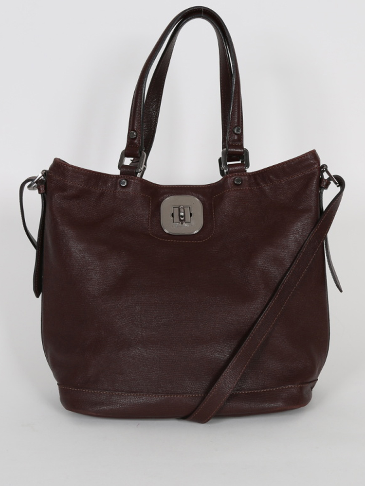 Longchamp Gatsby Brown Leather Bag with Strap www.luxurybags.eu