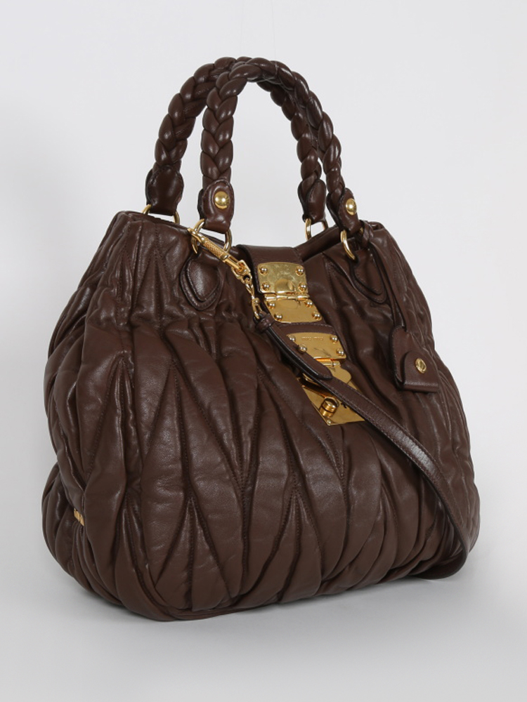 Coffer handbag Miu Miu Brown in Suede - 26335549