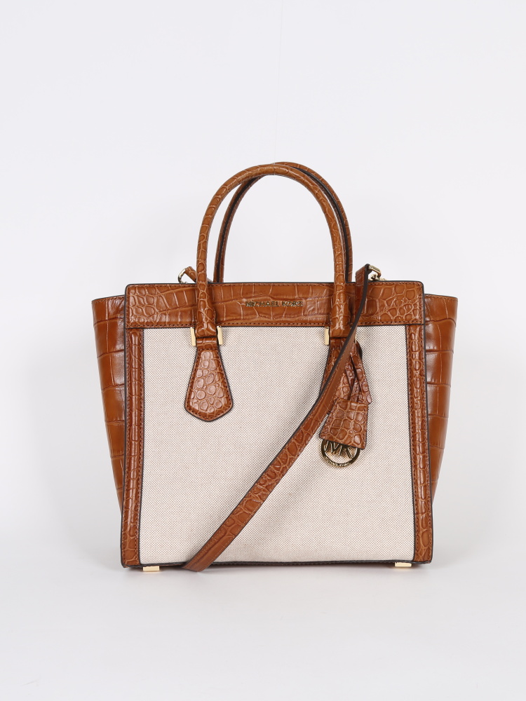 Michael Kors - Colette Beige Canvas Crocco Style Bag 