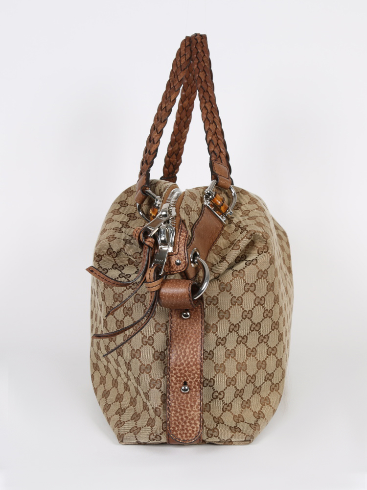 Gucci Bamboo Bar GG Canvas Large Shoulder Bag www.luxurybags.eu