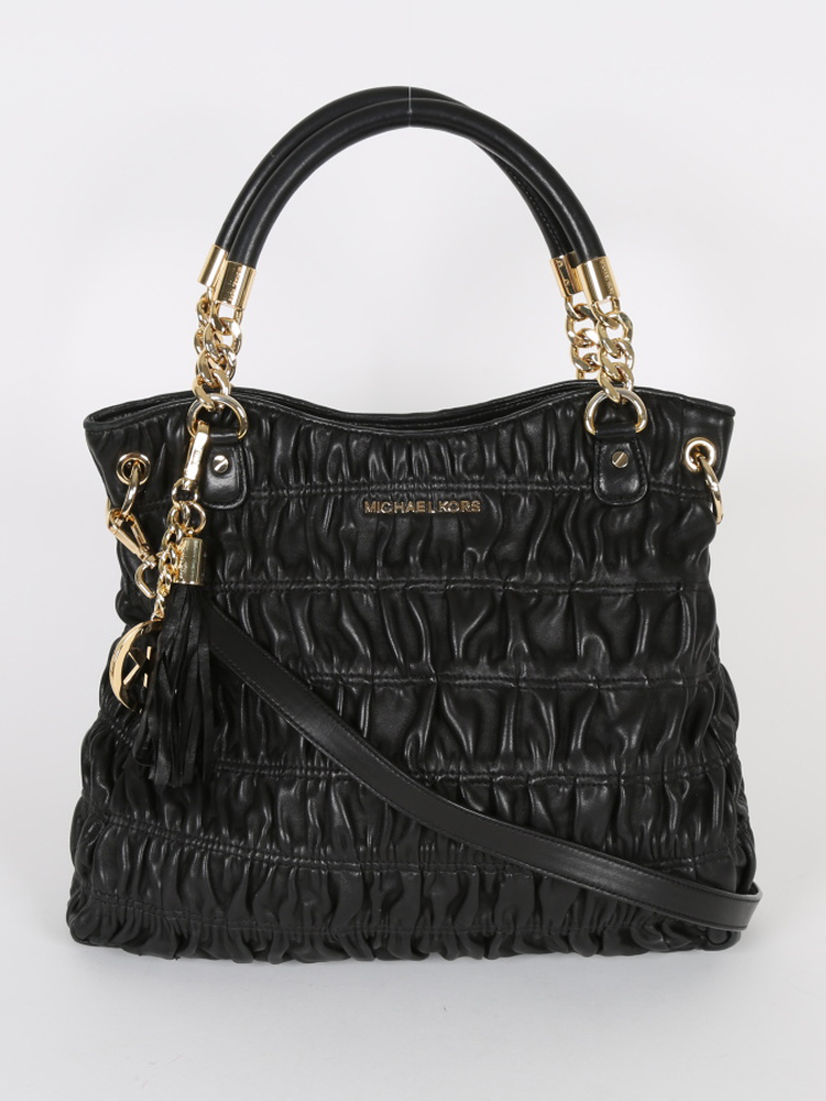 Michael Kors Black Lambskin Chain Shoulder Bag www.luxurybags.eu