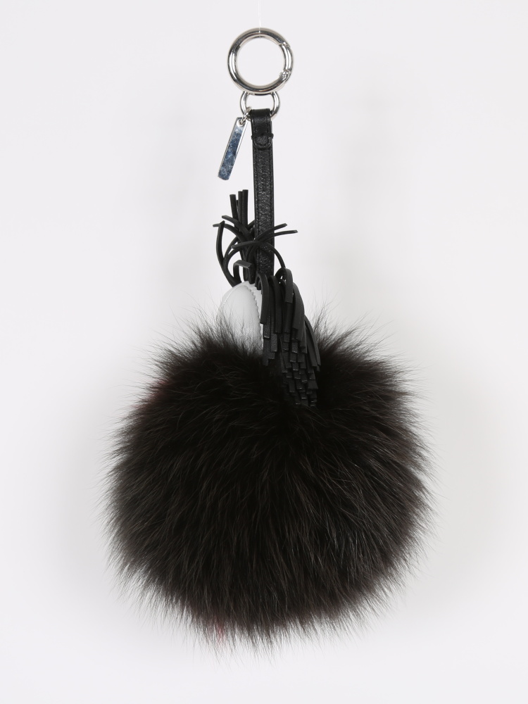 Fendi Fox Fur Bag Charm - Black Keychains, Accessories - FEN96792