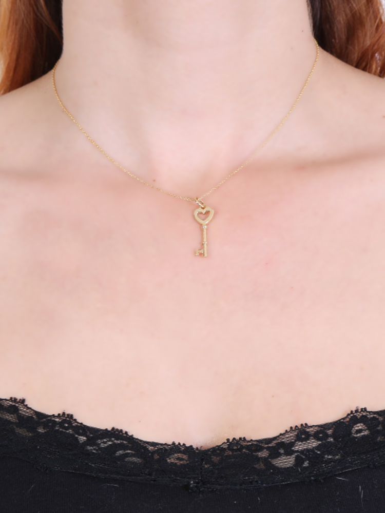 tiffany gold heart key necklace