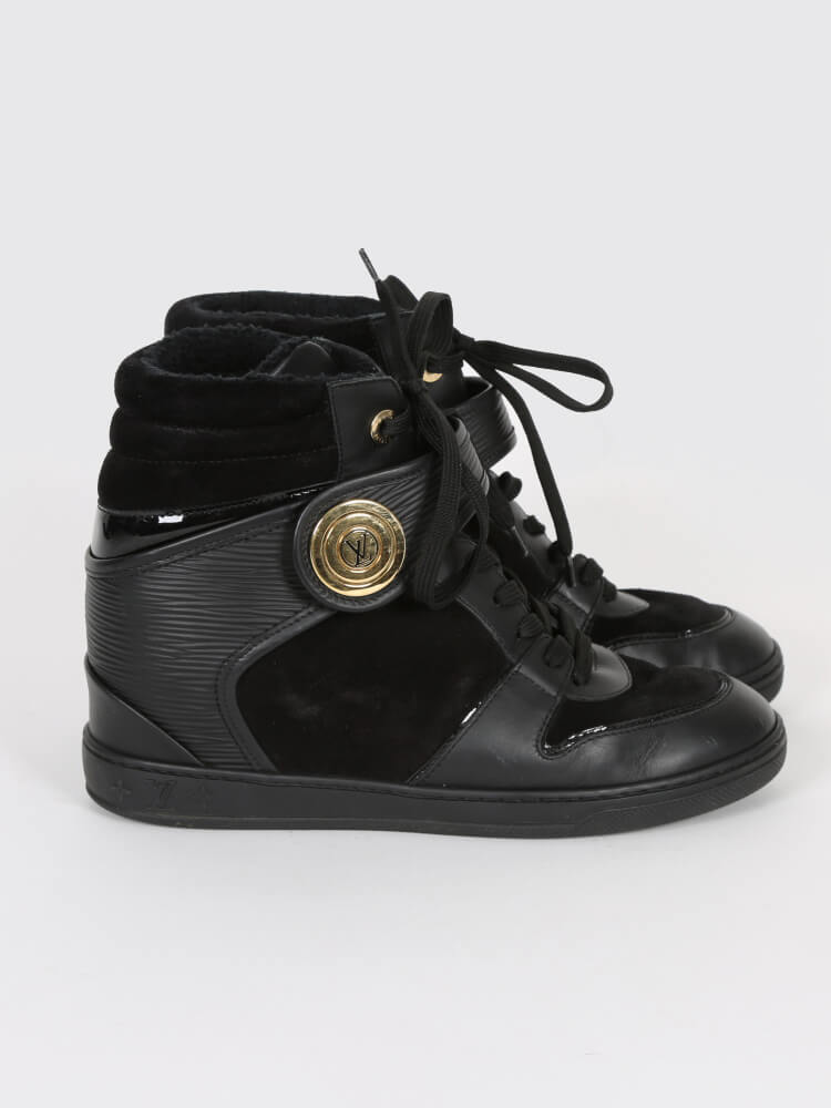 Louis Vuitton - Postmark Epi Leather High Top Wedge Sneakers Noir 38