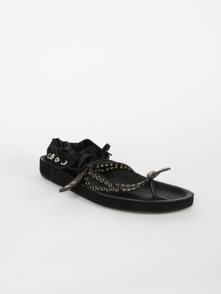 slette sadel Inhibere Isabel Marant - Edris Black Studded Leather Bow Sandals 41 |  www.luxurybags.eu