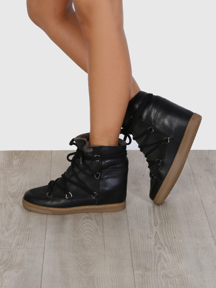 Isabel Marant - Nowles Black Leather Ankle Snow Boots 40 www.luxurybags.eu