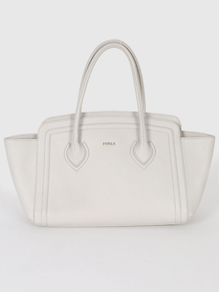 Furla College Medium Ivory Leather www.luxurybags.eu