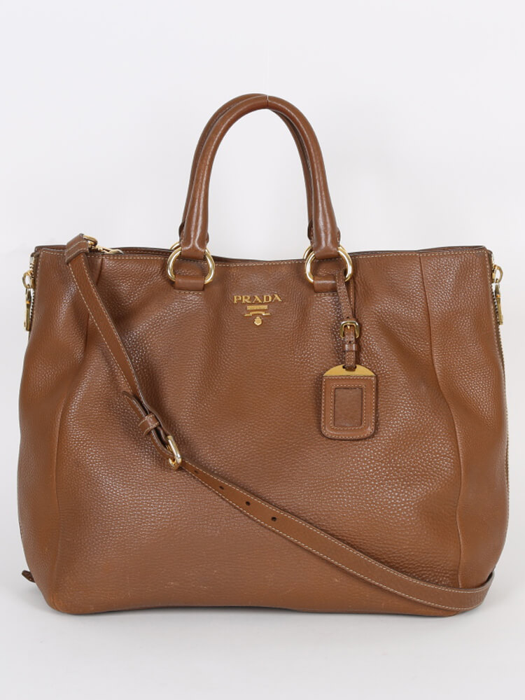 Prada top cognac bag