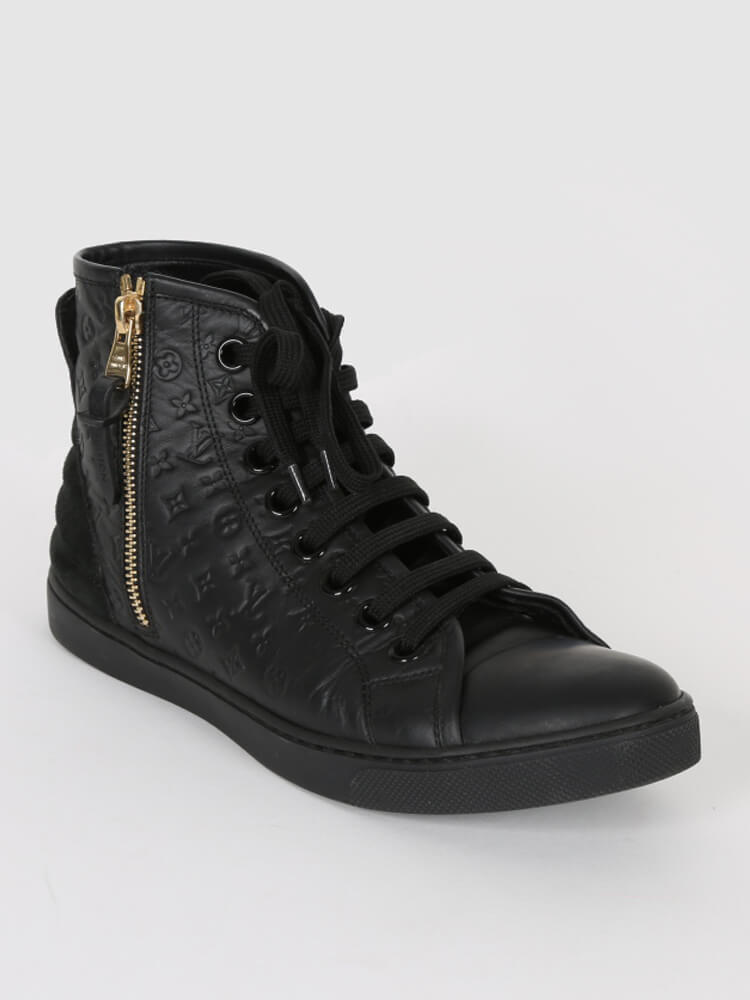 Louis Vuitton Black Leather Punchy High-Top Sneakers Size 7.5/38 - Yoogi's  Closet