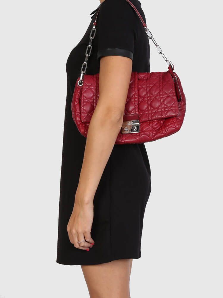 Dior New Lock Cannage Lambskin Burgundy www.luxurybags.eu