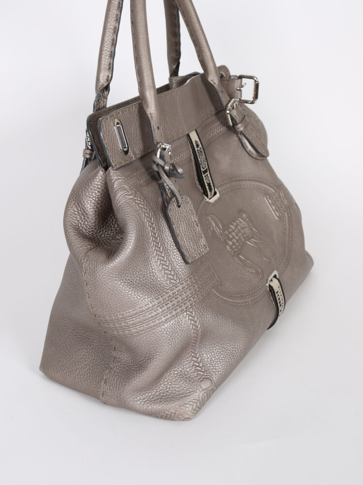 FENDI Handbag Selleria Villa Borghese 8BN155 Leather Silver 925 Ladies