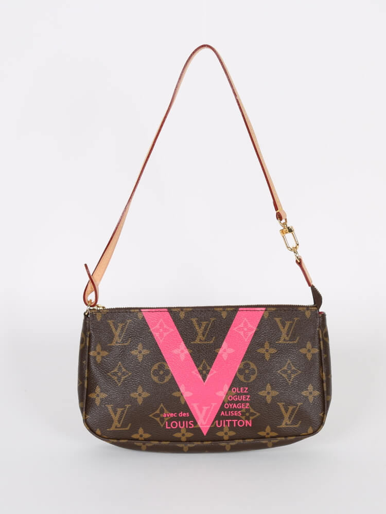 LOUIS VUITTON Grenade V Monogram Canvas Accessories Pochette Bag Brown