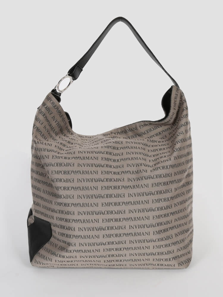 Emporio Armani Beige Logo Large Hobo Bag www.luxurybags.eu