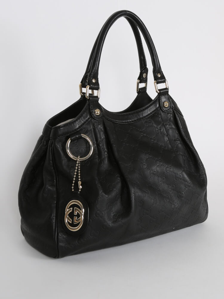 Gucci Sukey Medium Black Guccissima Leather Tote www.luxurybags.eu