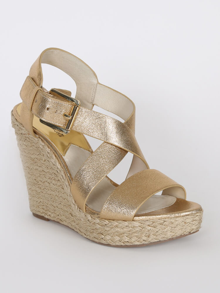 Michael Kors - Giovanna Wedge Metallic Gold Sandals 38 