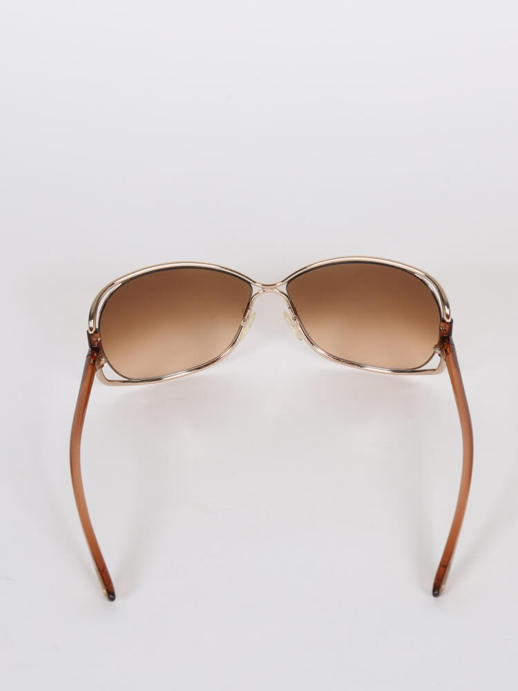 Tom Ford - Eugenia Gold Metal & Brown Plastic Sunglasses 