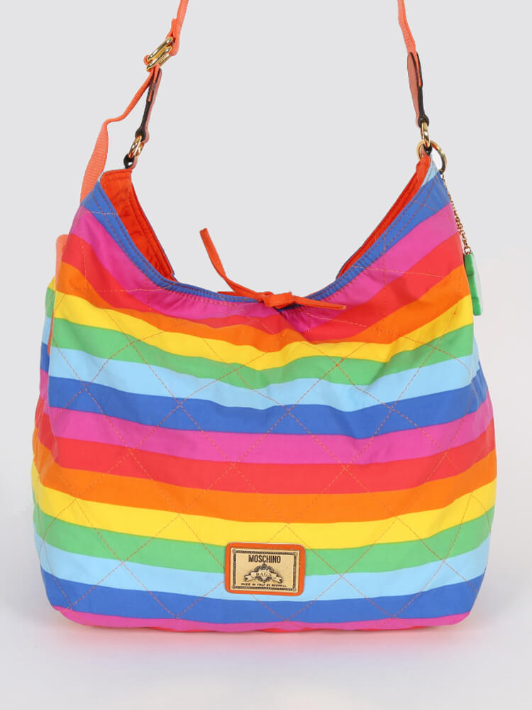 Moschino Rainbow Nylon Beach Bag with Pochette www.luxurybags.eu