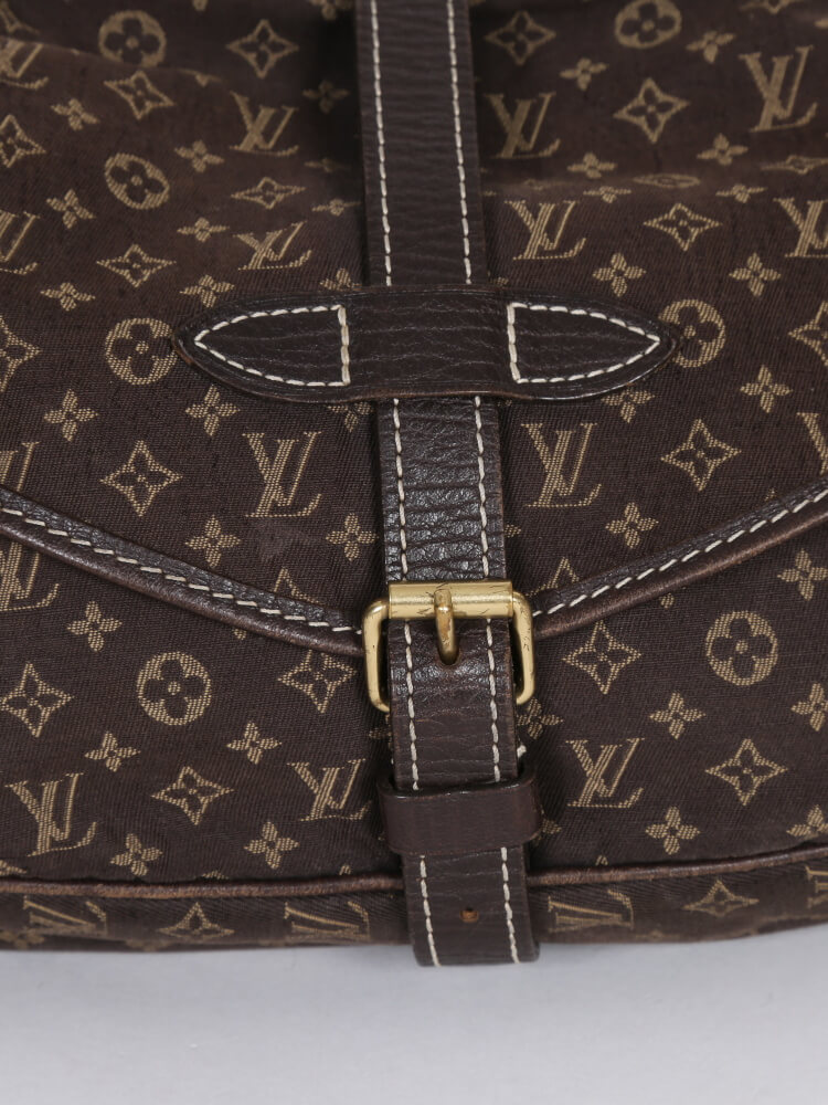 Louis Vuitton Fusain Monogram Mini Lin Saumur Shoulder Bag Louis