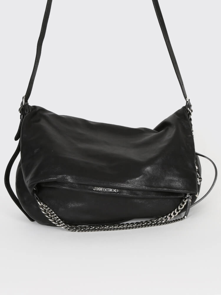 Jimmy Choo - Biker L Leather Shoulder Bag Black | www.luxurybags.eu