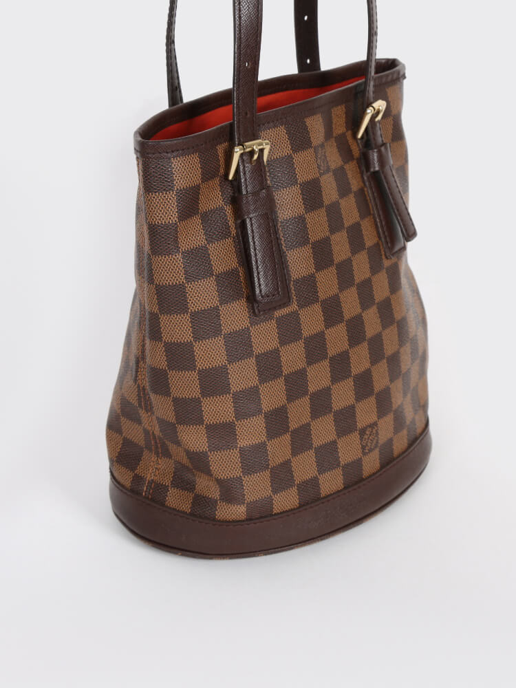 Vintage Louis Vuitton Damier Ebene Marais Coated Canvas Bucket Bag #186361