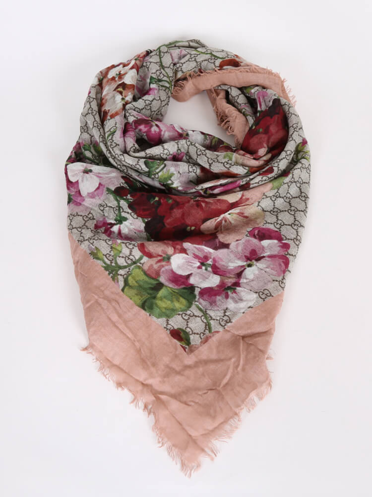 gucci modal silk blooms print shawl