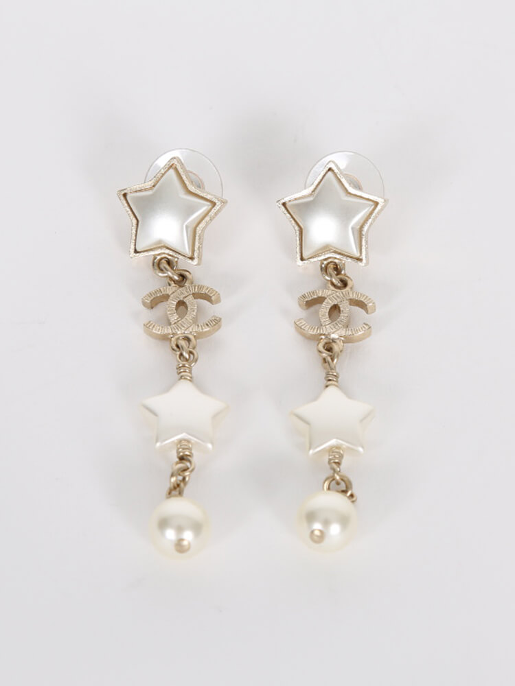 chanel star pearl earrings