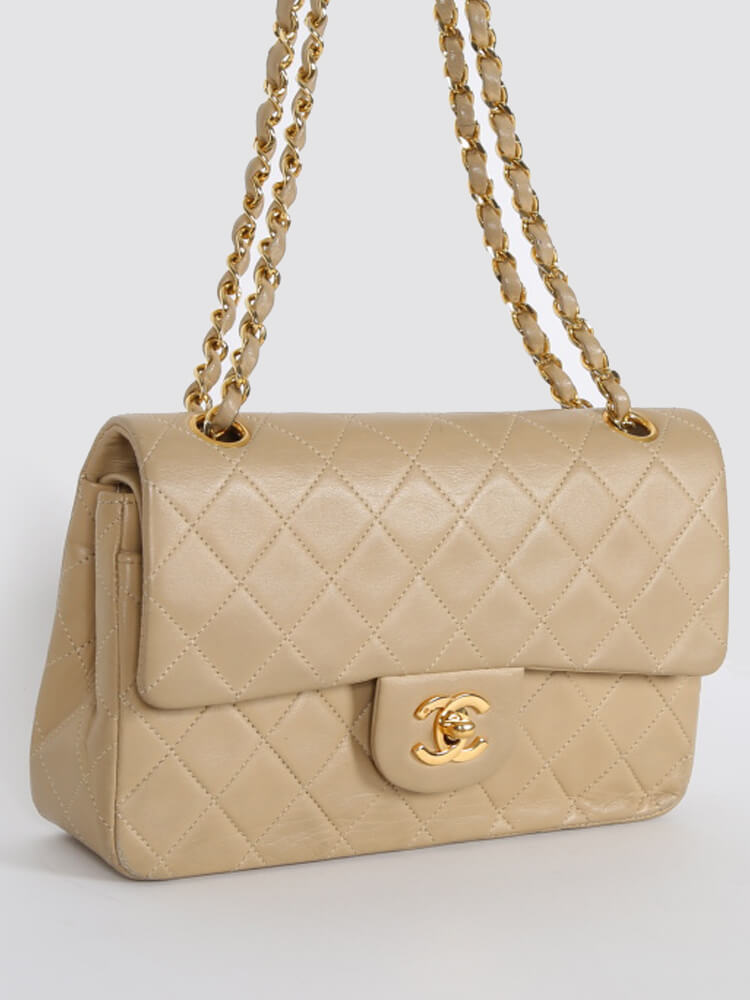 Chanel - Small Classic Double Flap Bag Lambskin Beige 