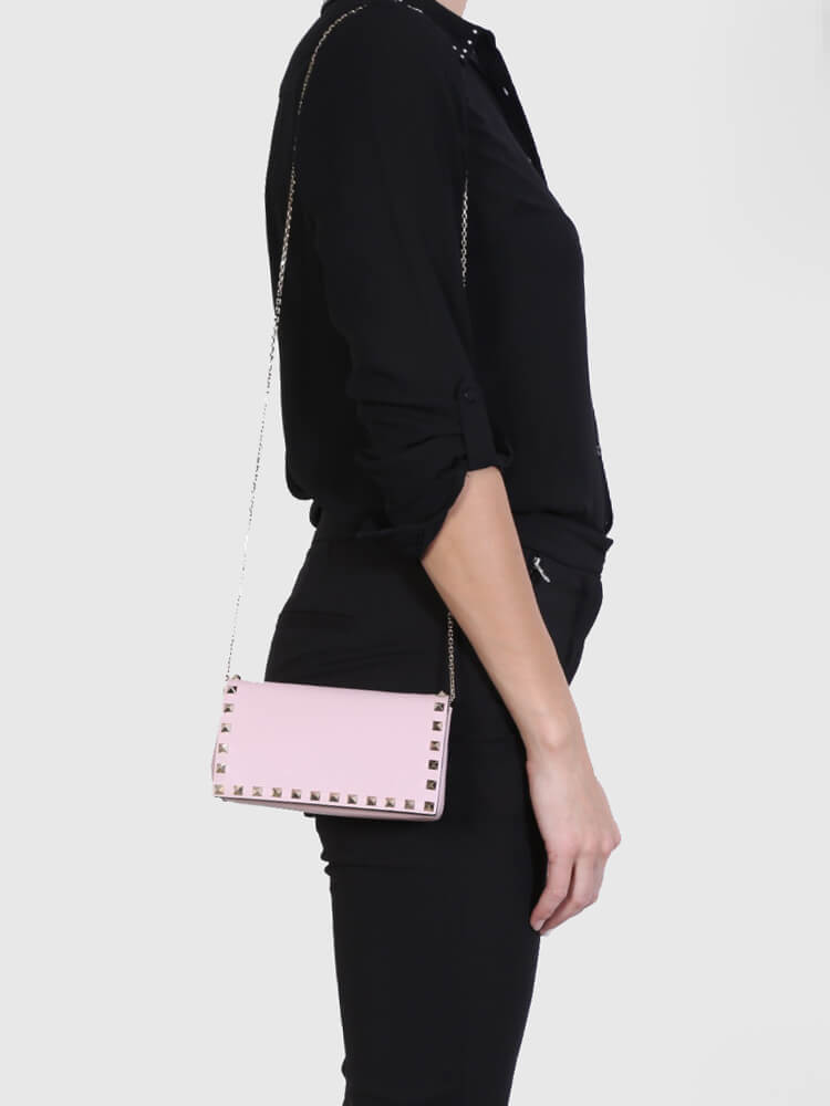 valentino rockstud crossbody pink