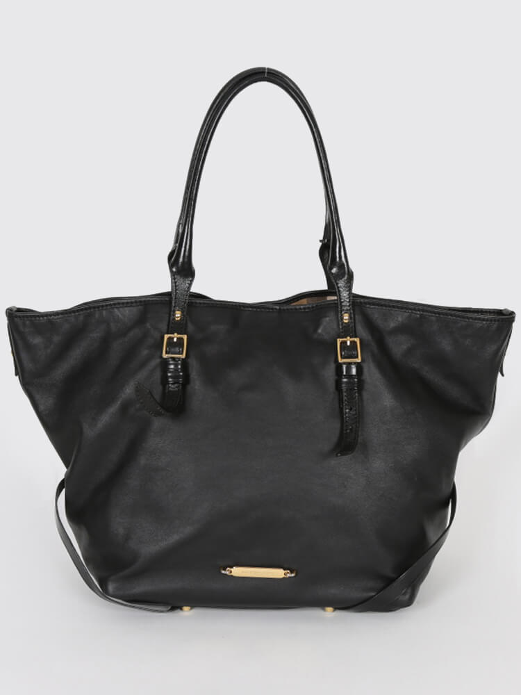 Burberry - Salisbury Black Leather Belted Shopping Tote 