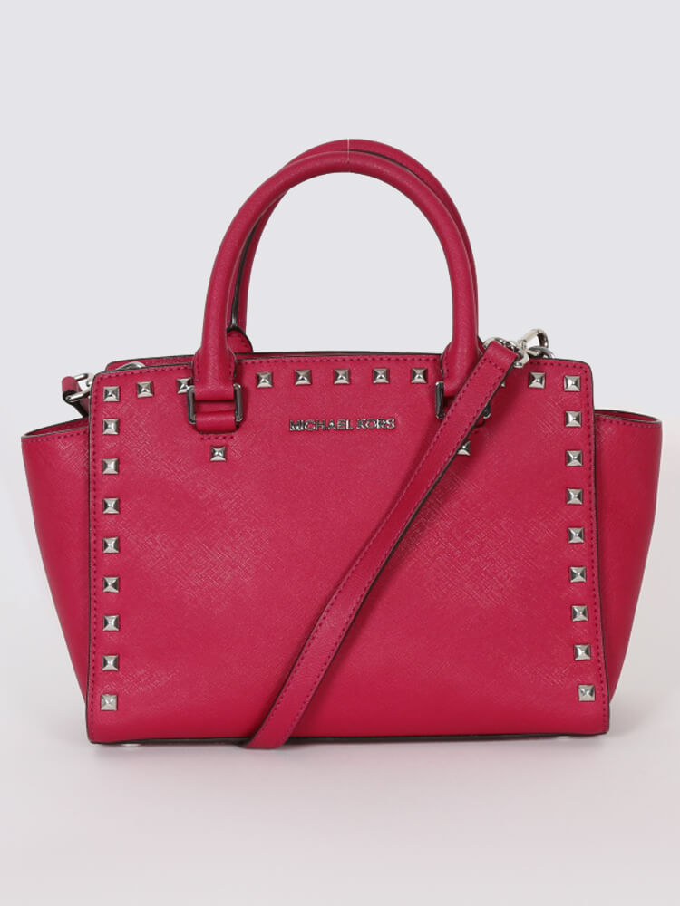 Michael Kors - Selma Medium Studded Leather Top Handle Pink