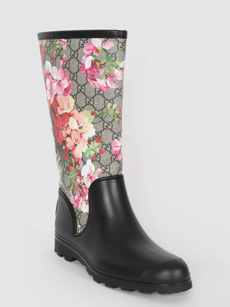 gucci floral rain boots