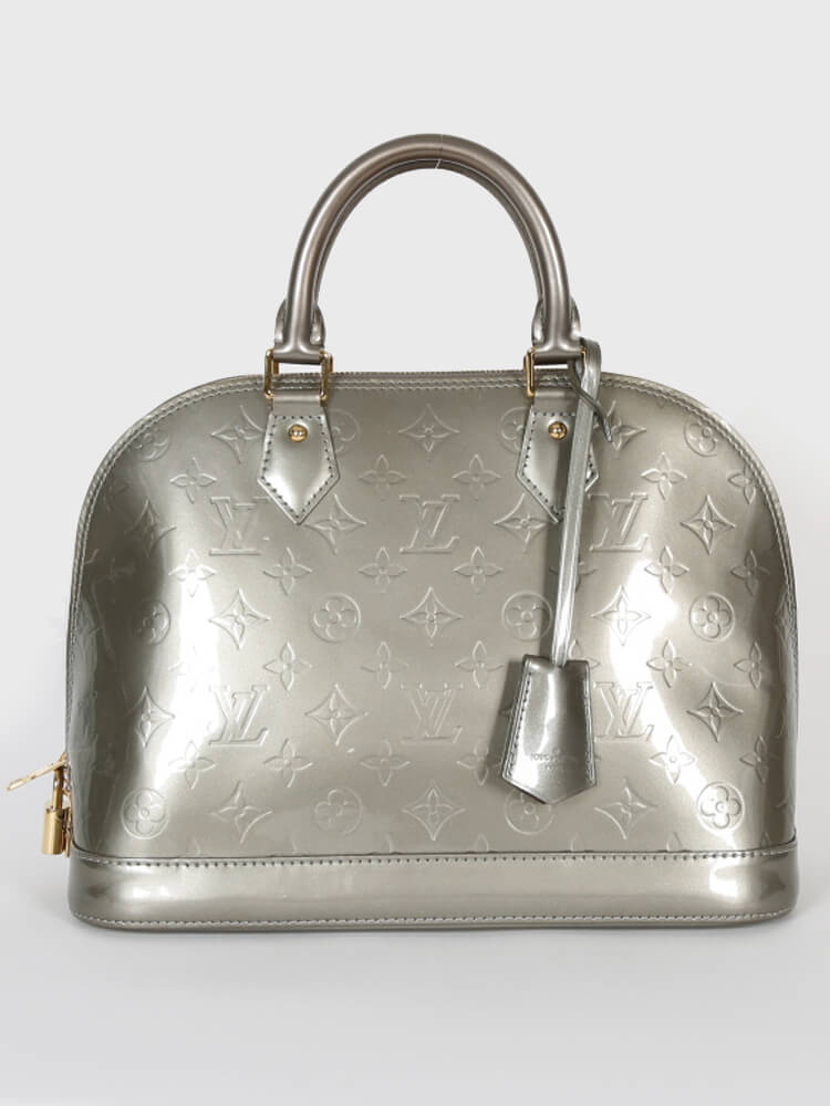 Gris Art Deco Monogram Vernis Alma PM Bag